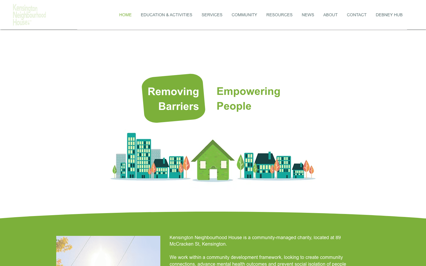 Kensington Neighbourhood House website screenshot
